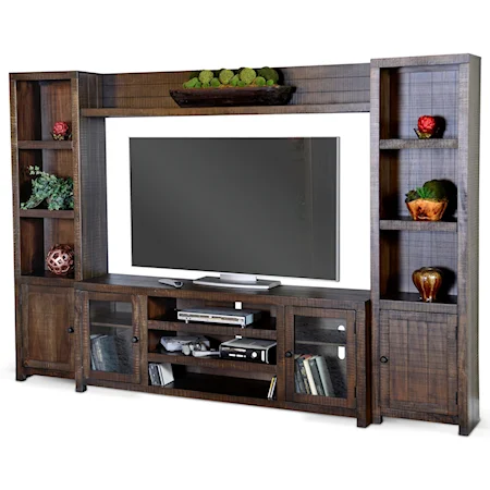 Rustic Entertainment Wall with Wire Management